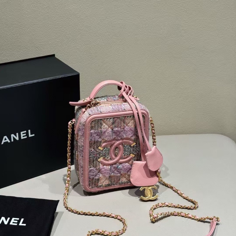 Chanel vanity case 小號 相機包 夢幻粉紫色系 雙C金鎖 13*17cm 99新配件塵袋-2