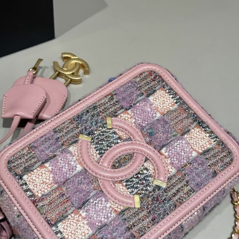 Chanel vanity case 小號 相機包 夢幻粉紫色系 雙C金鎖 13*17cm 99新配件塵袋-3