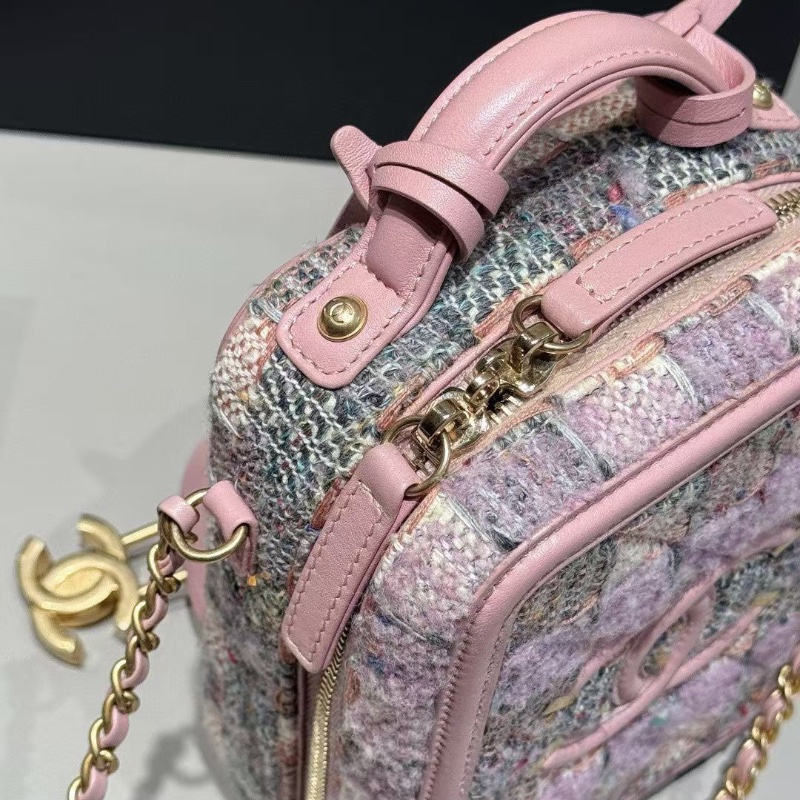 Chanel vanity case 小號 相機包 夢幻粉紫色系 雙C金鎖 13*17cm 99新配件塵袋-4