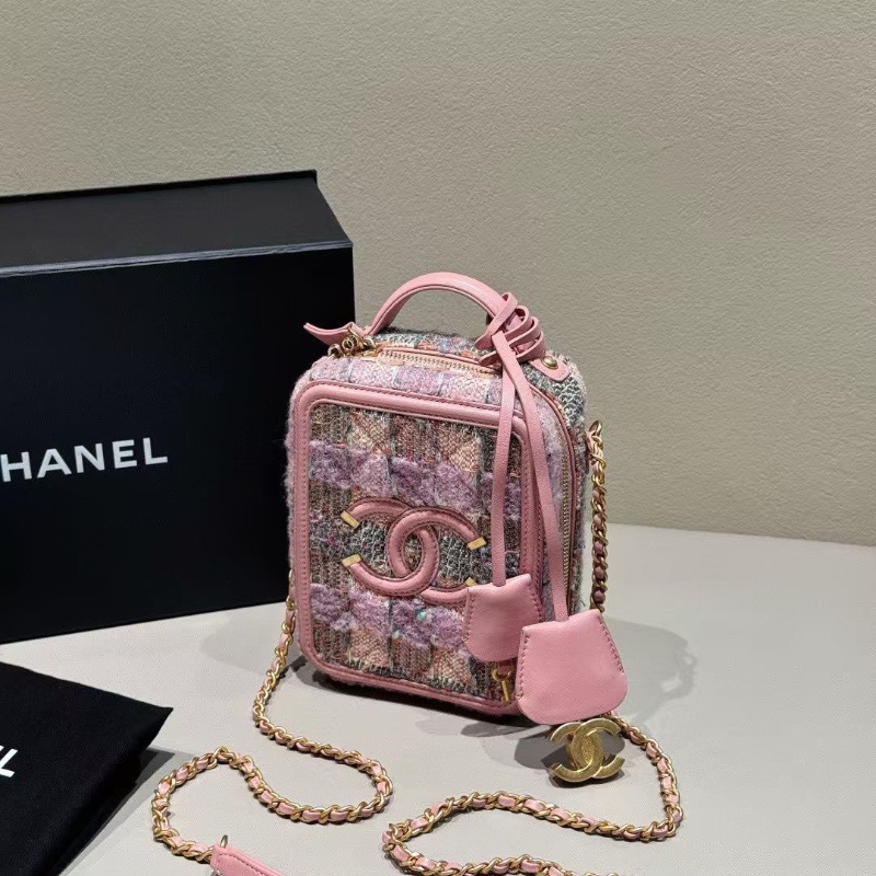 Chanel vanity case 小號 相機包 夢幻粉紫色系 雙C金鎖 13*17cm 99新配件塵袋-5