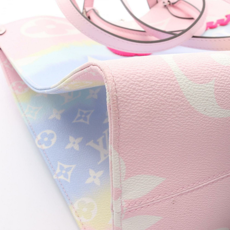 路易威登 OnTheGo GM 單肩包/手提包，塗層帆布和皮革，Escale，女士，粉紅色/多色，M45191-9