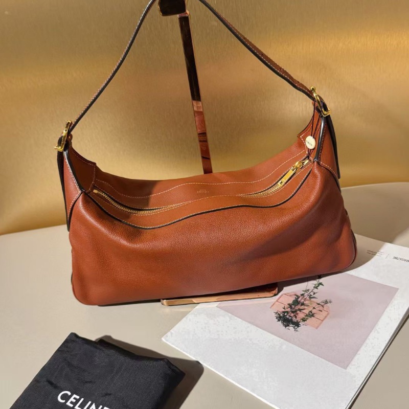 Celine Romy系列 焦糖色 腋下肩背包牛皮 中號34*5*16cm 99新配件塵袋-1