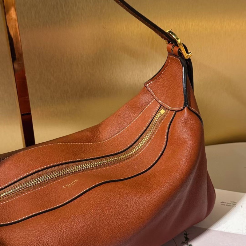 Celine Romy系列 焦糖色 腋下肩背包牛皮 中號34*5*16cm 99新配件塵袋-5