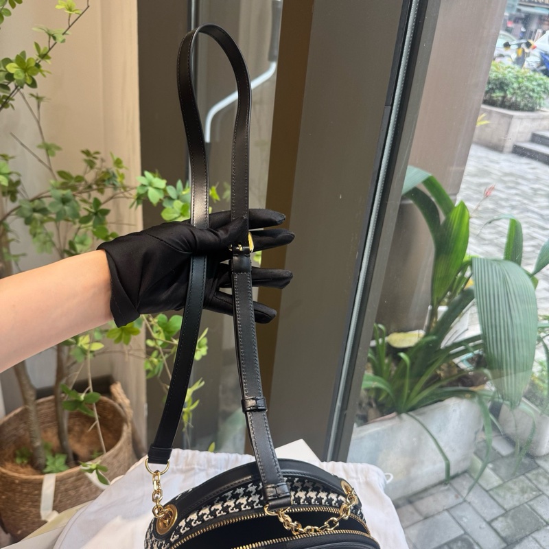 迪奧dior Signature 黑白千鳥格紋 豬鼻子 帆布拼皮 相機包-6