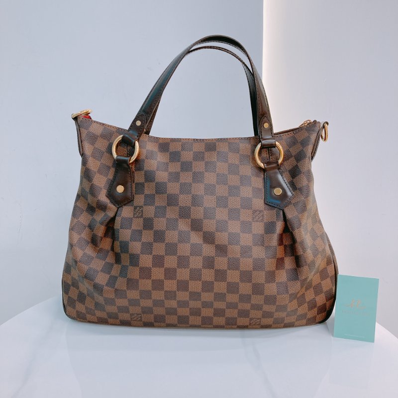 MS0607 Louis Vuitton 路易威登 棕棋盤 手提包 單肩包 金扣 Evora MM Canvas Daimer Brown x GHW-1