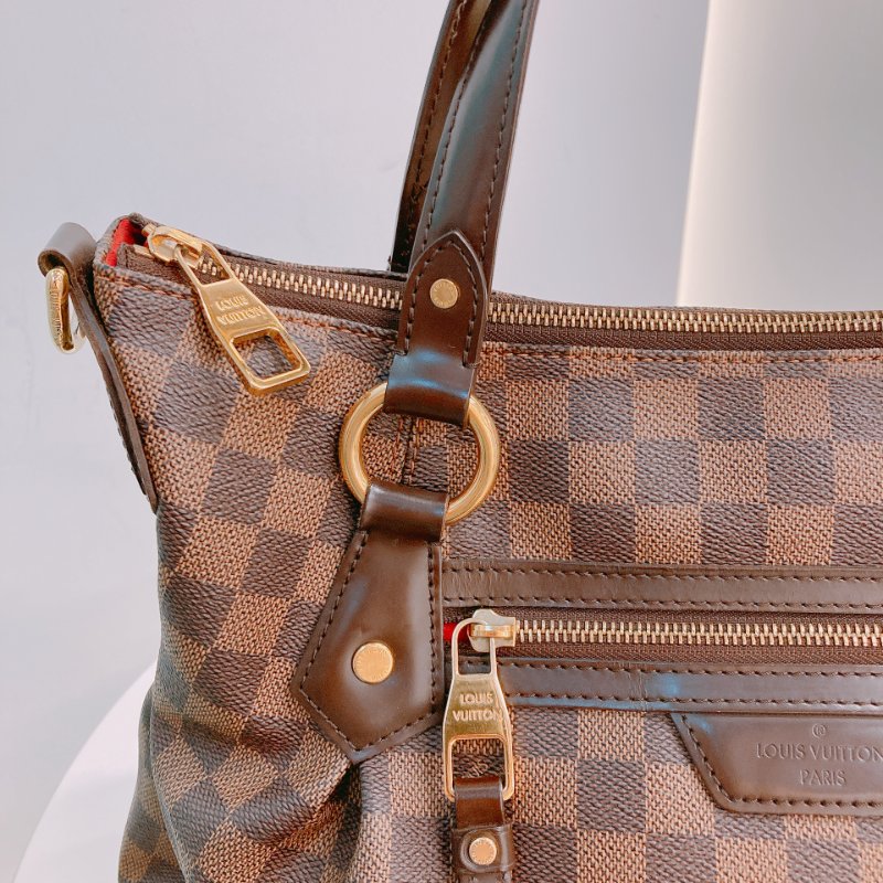 MS0607 Louis Vuitton 路易威登 棕棋盤 手提包 單肩包 金扣 Evora MM Canvas Daimer Brown x GHW-10