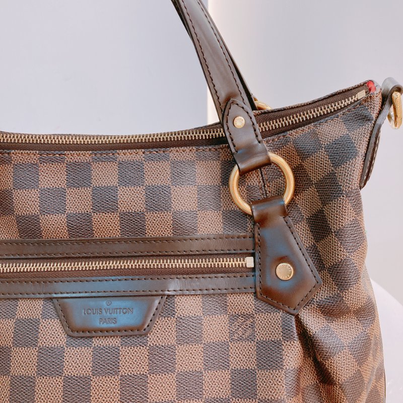 MS0607 Louis Vuitton 路易威登 棕棋盤 手提包 單肩包 金扣 Evora MM Canvas Daimer Brown x GHW-11