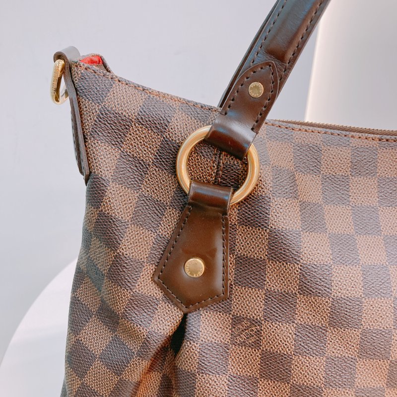 MS0607 Louis Vuitton 路易威登 棕棋盤 手提包 單肩包 金扣 Evora MM Canvas Daimer Brown x GHW-12