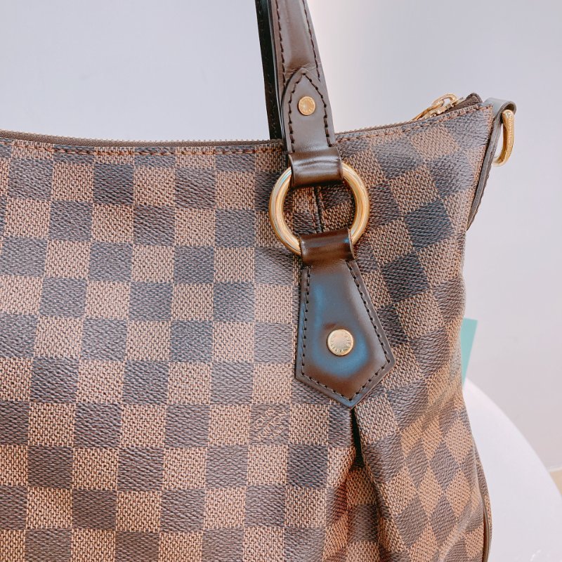 MS0607 Louis Vuitton 路易威登 棕棋盤 手提包 單肩包 金扣 Evora MM Canvas Daimer Brown x GHW-13