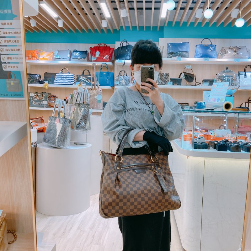 MS0607 Louis Vuitton 路易威登 棕棋盤 手提包 單肩包 金扣 Evora MM Canvas Daimer Brown x GHW-27