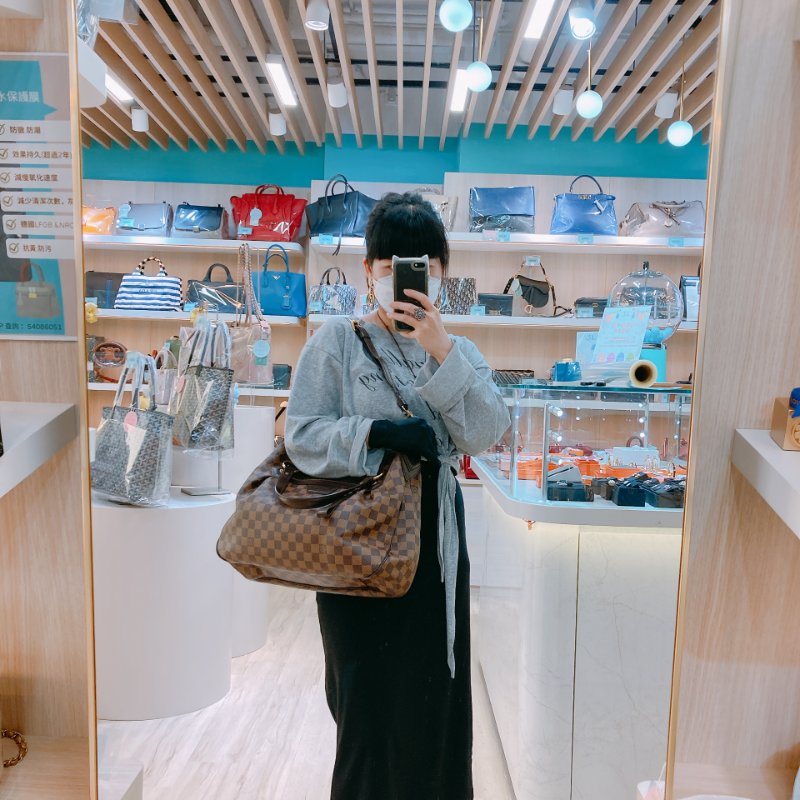 MS0607 Louis Vuitton 路易威登 棕棋盤 手提包 單肩包 金扣 Evora MM Canvas Daimer Brown x GHW-28