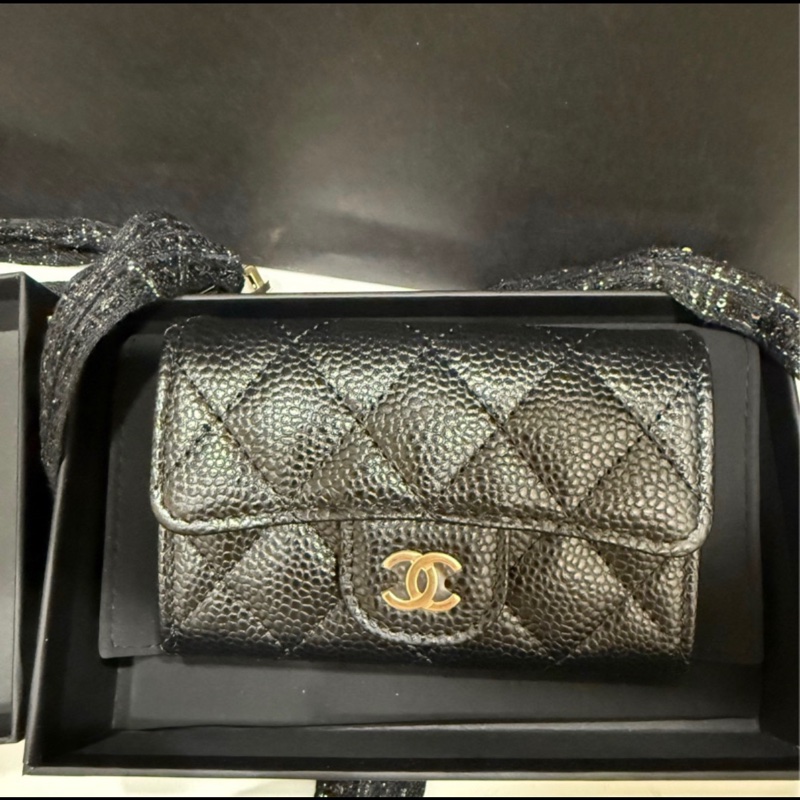chanel 香奈兒 零錢包 黑金款 金球限定包裝-6