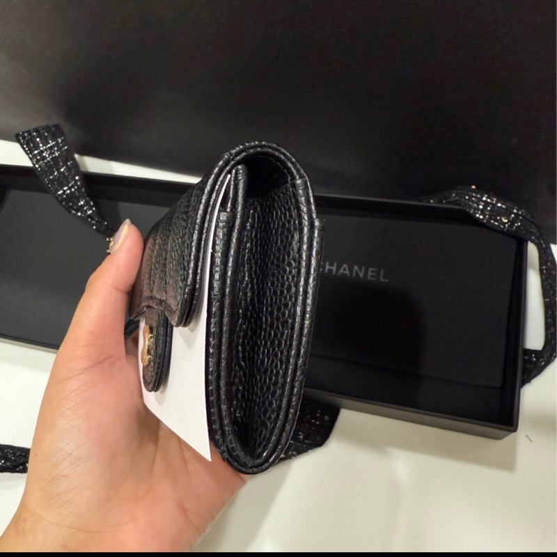 chanel 香奈兒 零錢包 黑金款 金球限定包裝-13