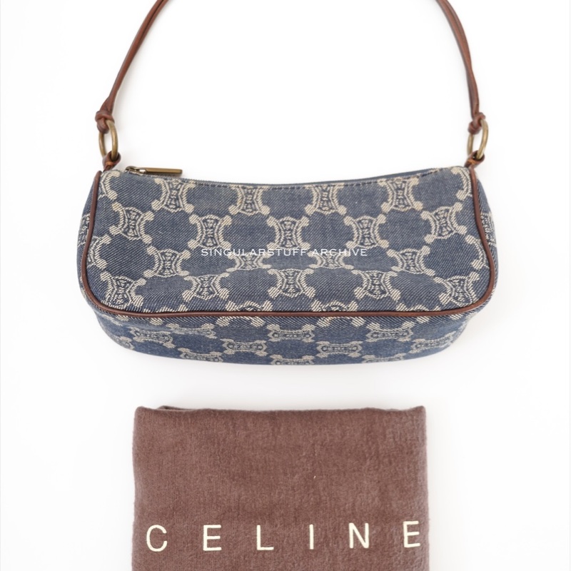 中古Celine單寧凱旋門腋下包-4