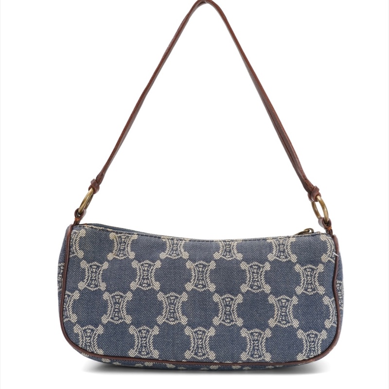 中古Celine單寧凱旋門腋下包-5