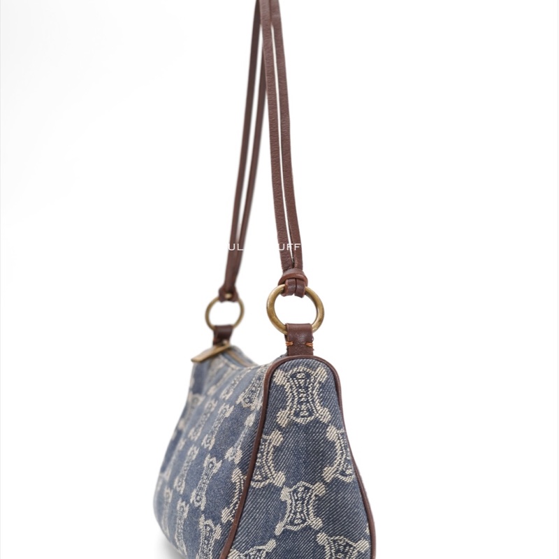 中古Celine單寧凱旋門腋下包-7