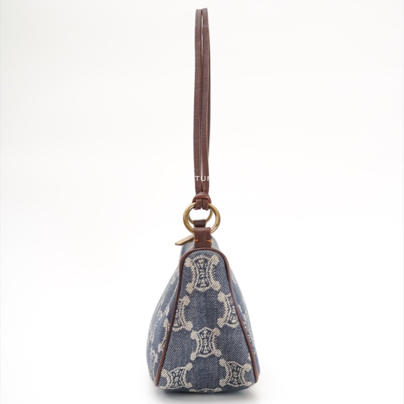 中古Celine單寧凱旋門腋下包-8