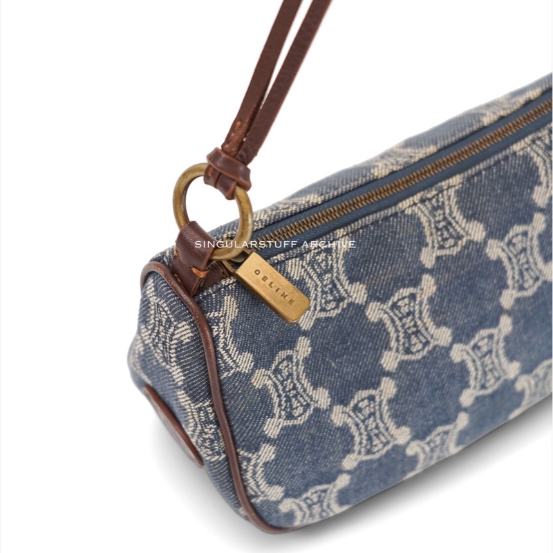 中古Celine單寧凱旋門腋下包-14