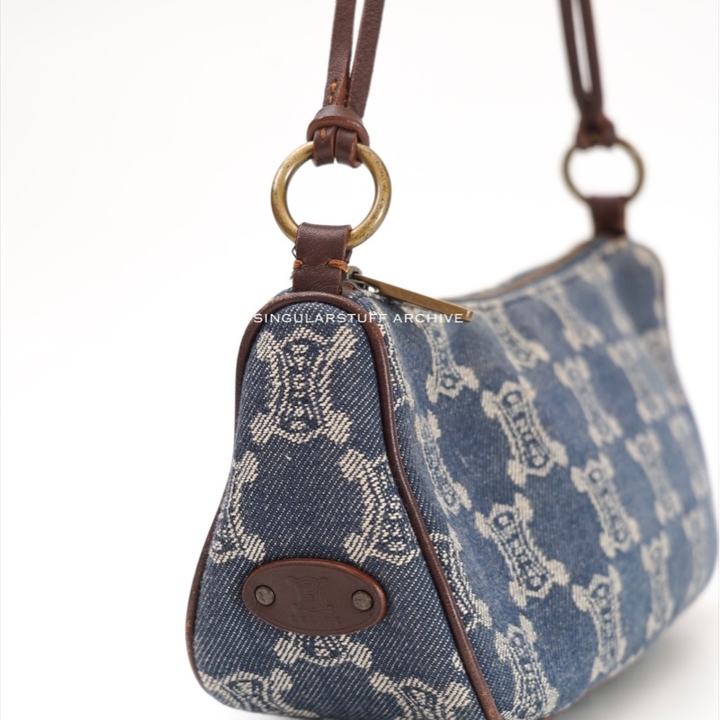 中古Celine單寧凱旋門腋下包-15