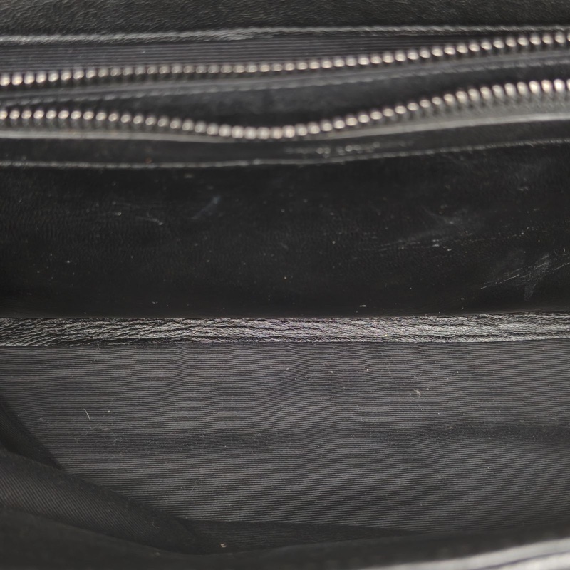 SAINT LAURENT College郵差包大號黑色牛皮銀扣-5