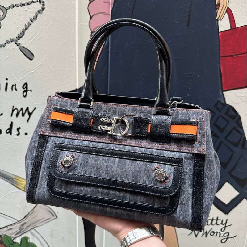 迪奥 老花 牛仔布 denim 飛行員系列 托特包 y2k 日本女明星同款 包包 手袋 dior flight tote bag shoulder bag-5