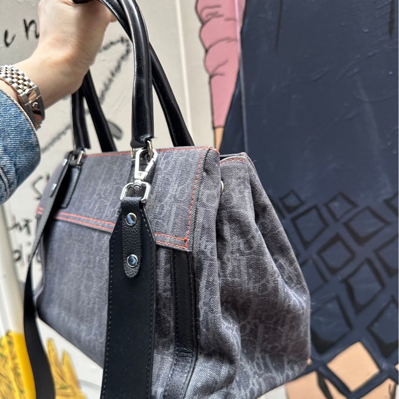 迪奥 老花 牛仔布 denim 飛行員系列 托特包 y2k 日本女明星同款 包包 手袋 dior flight tote bag shoulder bag-16