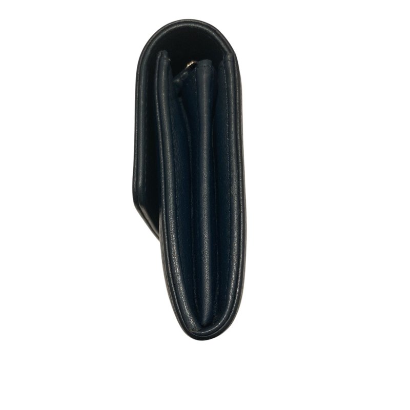 CHANEL 香奈兒 雙C LOGO口蓋長夾 荔枝皮 深藍 銀釦-2