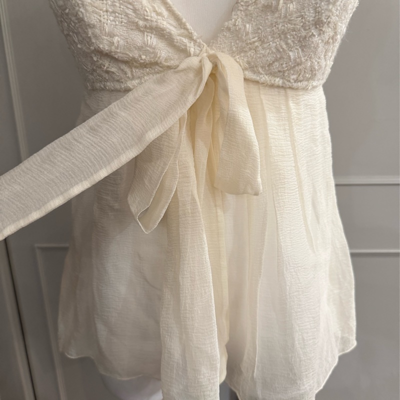 《新歡舊愛》正品CHANEL香奈兒米白色背心34/XS~S-3