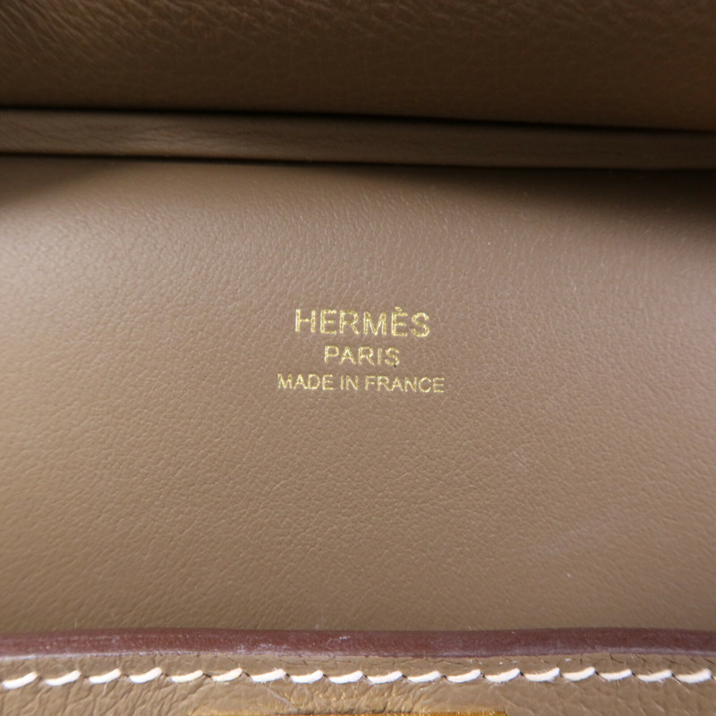 HERMES Evercolor皮革Jypsiere Mini金扣肩背袋Etoupe-5