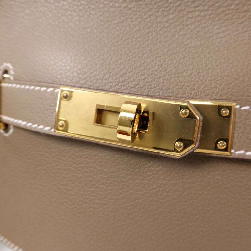 HERMES Evercolor皮革Jypsiere Mini金扣肩背袋Etoupe-6