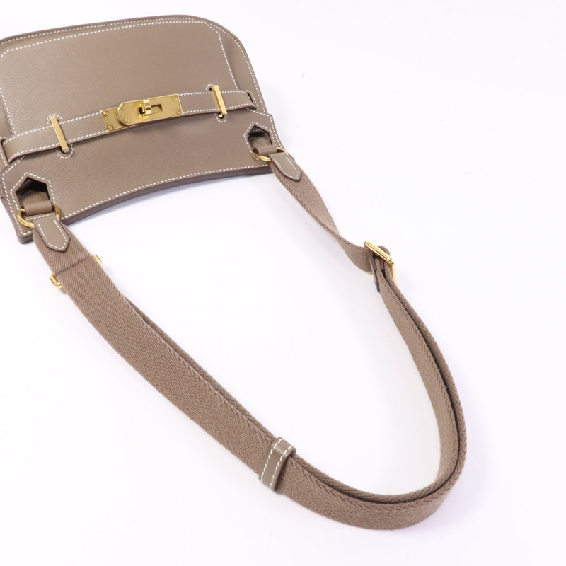 HERMES Evercolor皮革Jypsiere Mini金扣肩背袋Etoupe-8