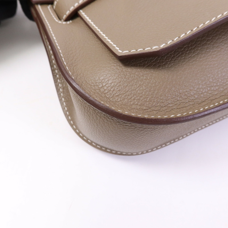 HERMES Evercolor皮革Jypsiere Mini金扣肩背袋Etoupe-10