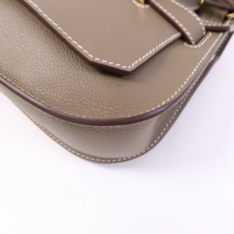 HERMES Evercolor皮革Jypsiere Mini金扣肩背袋Etoupe-13