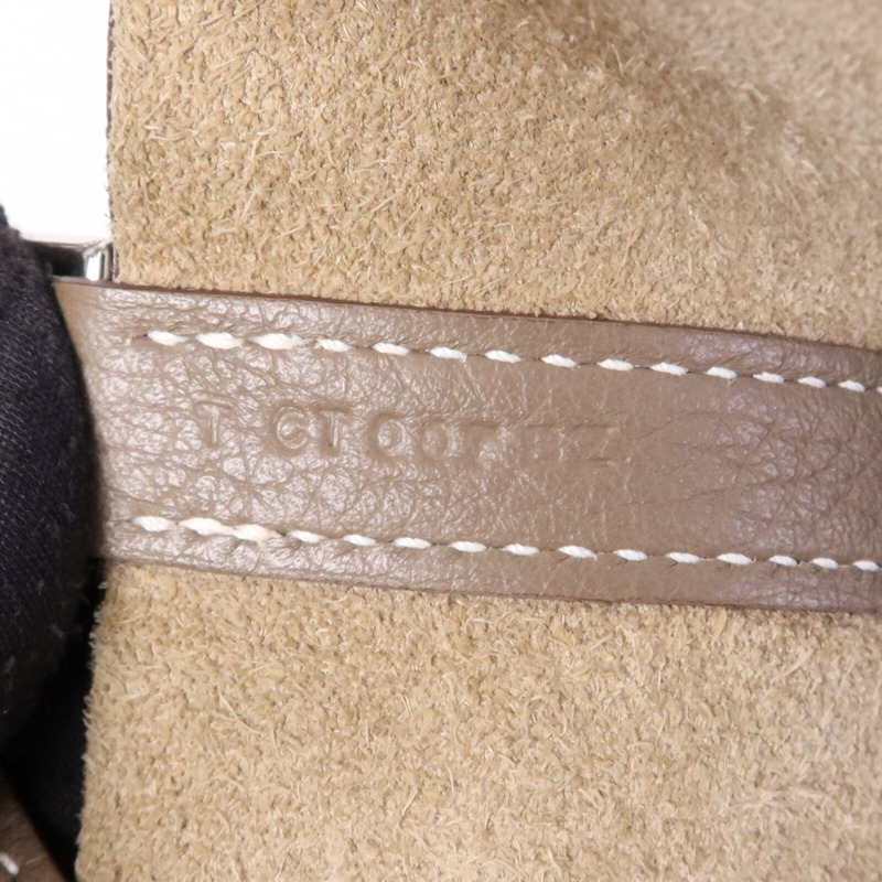 HERMES Clemence皮革Picotin MM銀扣手挽袋Etoupe-7