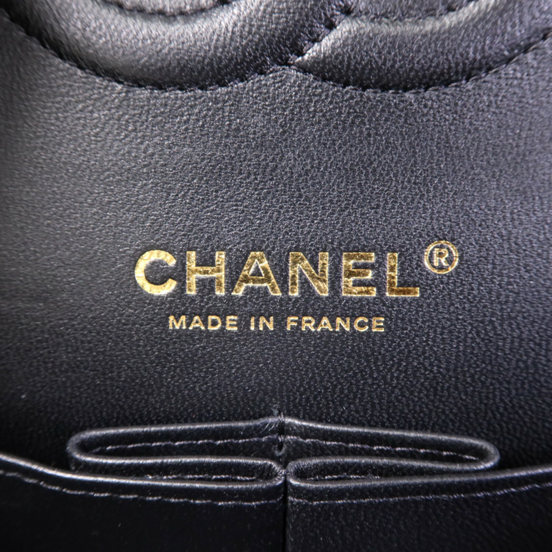 CHANEL 羊皮皮革Classic 25金扣鏈帶肩背袋-5