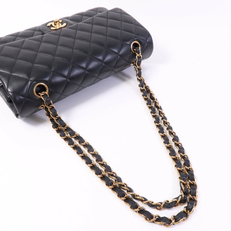 CHANEL 羊皮皮革Classic 25金扣鏈帶肩背袋-8