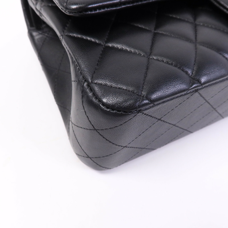 CHANEL 羊皮皮革Classic 25金扣鏈帶肩背袋-11