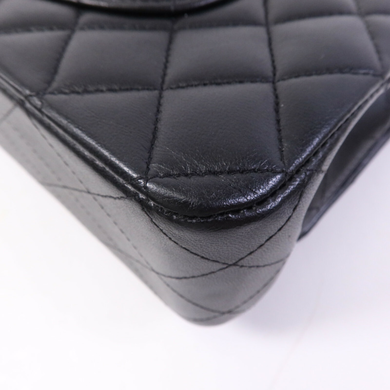 CHANEL 羊皮皮革Classic 25金扣鏈帶肩背袋-12