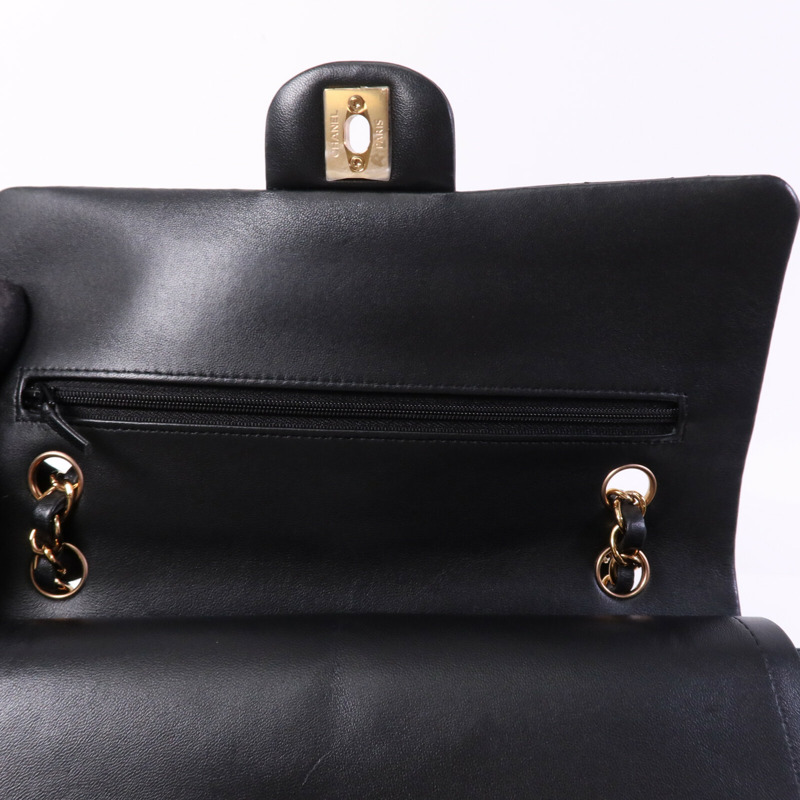 CHANEL 羊皮皮革Classic 25金扣鏈帶肩背袋-14