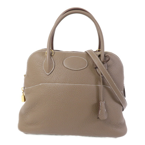 HERMES Clemence皮革Bolide 31金扣手挽肩背兩用袋Etoupe