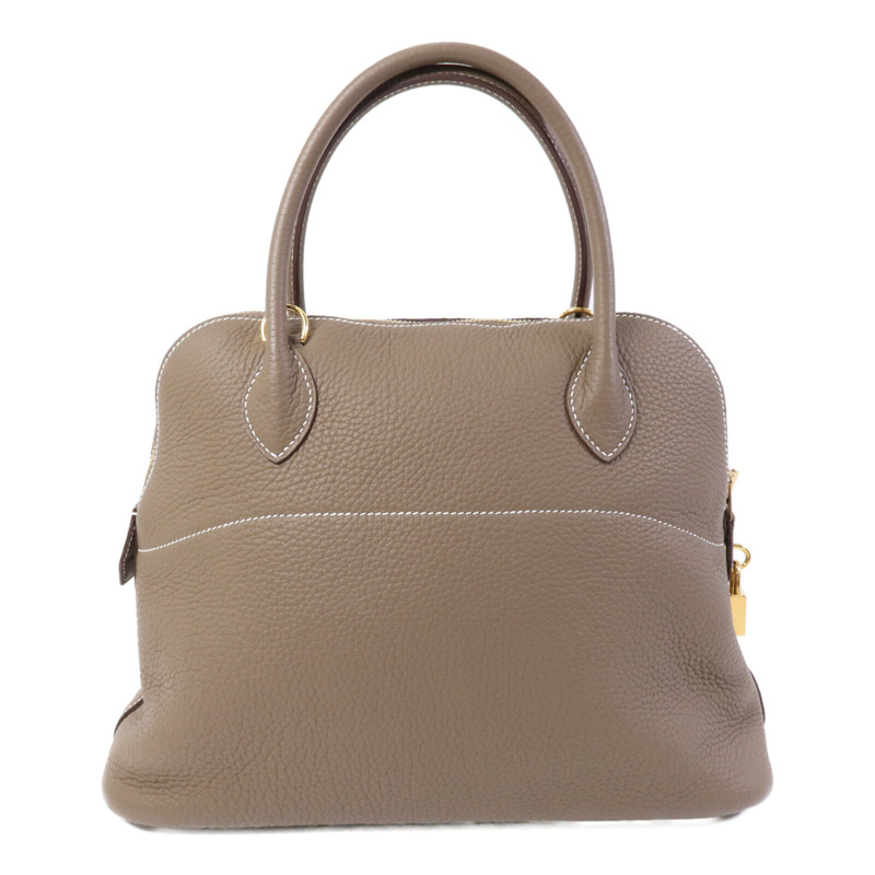 HERMES Clemence皮革Bolide 31金扣手挽肩背兩用袋Etoupe-1
