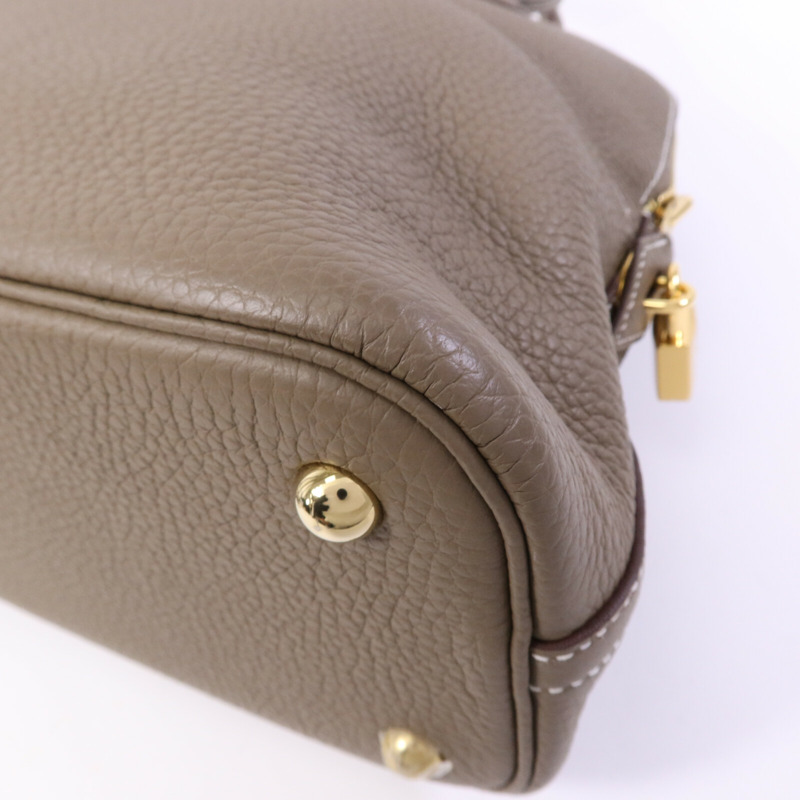 HERMES Clemence皮革Bolide 31金扣手挽肩背兩用袋Etoupe-13