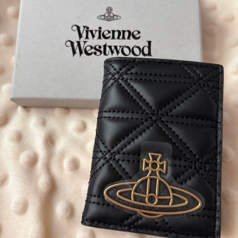 Vivienne Westwood 品牌LOGO 皮革雙摺卡夾