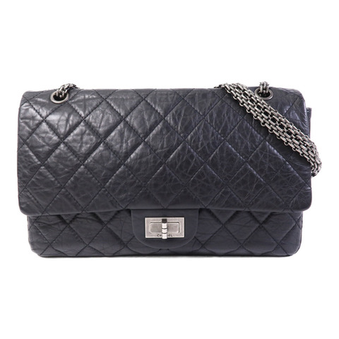 CHANEL 牛皮皮革2.55 Large銀扣鏈帶肩背袋