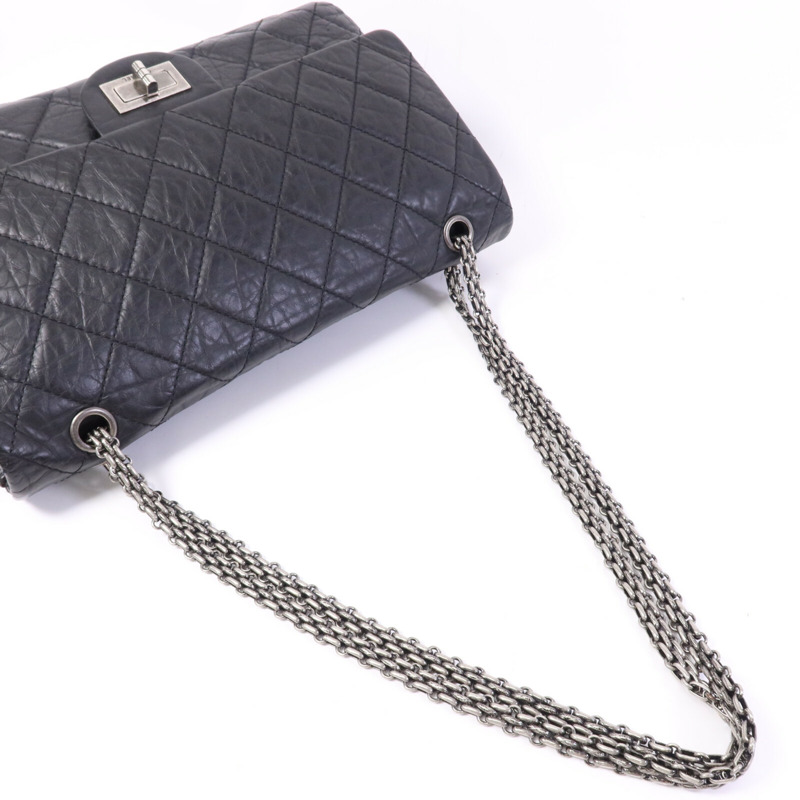 CHANEL 牛皮皮革2.55 Large銀扣鏈帶肩背袋-8