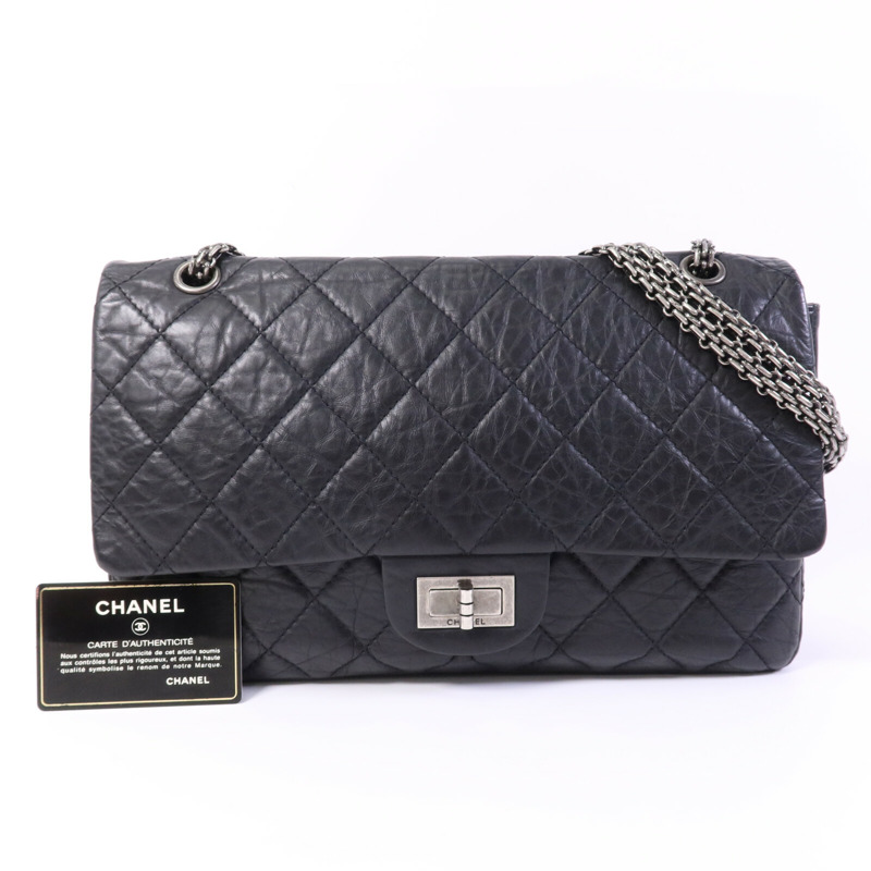 CHANEL 牛皮皮革2.55 Large銀扣鏈帶肩背袋-9