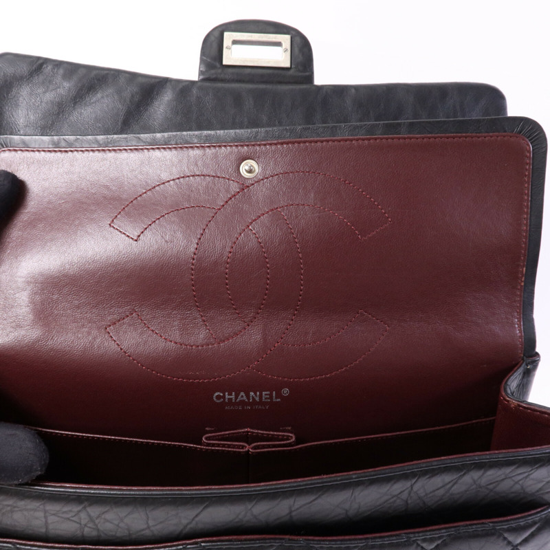 CHANEL 牛皮皮革2.55 Large銀扣鏈帶肩背袋-16
