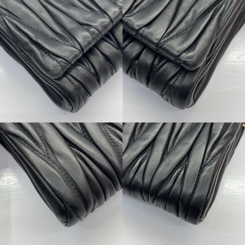 MIU MIU 黑色MATELASSE皮革斜背包 5BH080-4