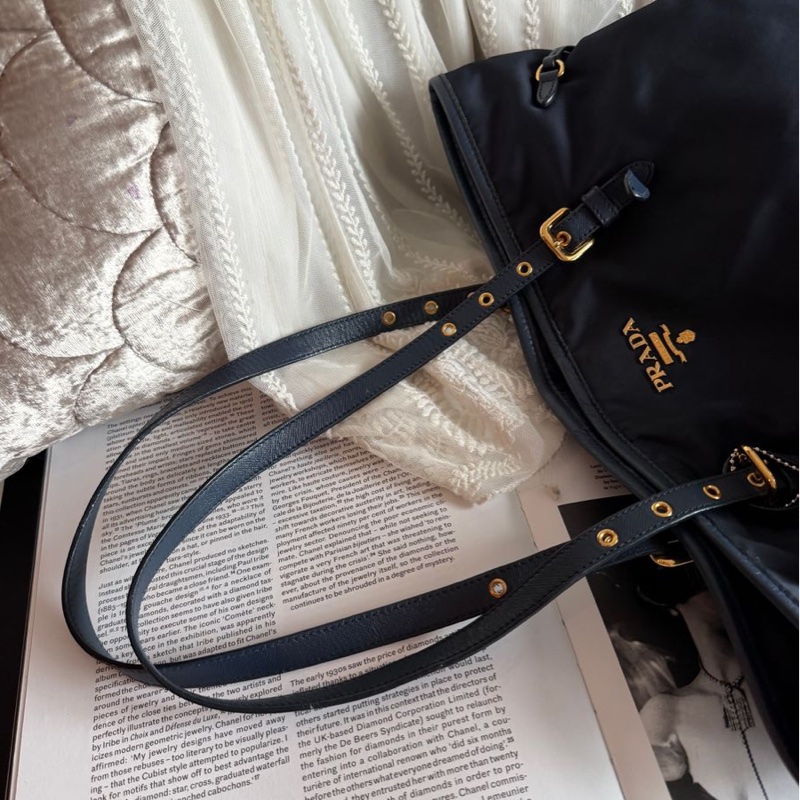 普拉特 深藍色尼龍托特包 prada nylon shoulder tote bag經典 實用性高 包 通勤包 包包 女生 男生-13