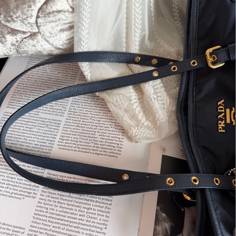 普拉特 深藍色尼龍托特包 prada nylon shoulder tote bag經典 實用性高 包 通勤包 包包 女生 男生-16